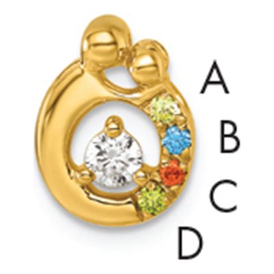 14K Yellow Gold Birthstone Dia Mother Child Slide Pendant