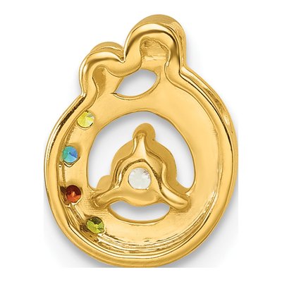 14K Yellow Gold Birthstone Dia Mother Child Slide Pendant – view 4