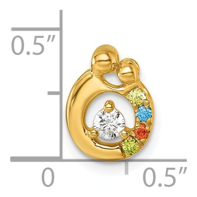 14K Yellow Gold Birthstone Dia Mother Child Slide Pendant – view 5