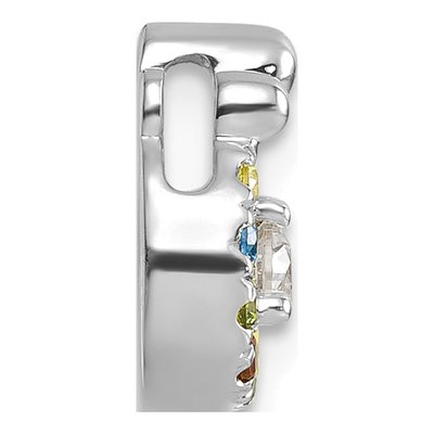 14K White Gold Mother Child Birthstone Slide Pendant – view 3