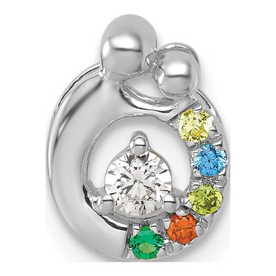 14K White Gold Wg Birthstone Dia Mother Child Slide Pendant – view 2