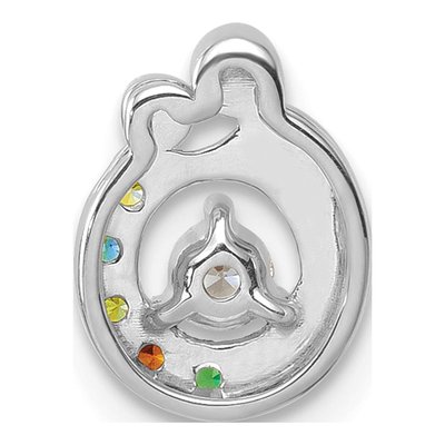 14K White Gold Wg Birthstone Dia Mother Child Slide Pendant – view 4