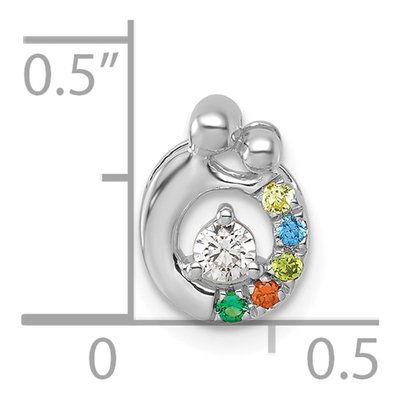 14K White Gold Wg Birthstone Dia Mother Child Slide Pendant – view 5