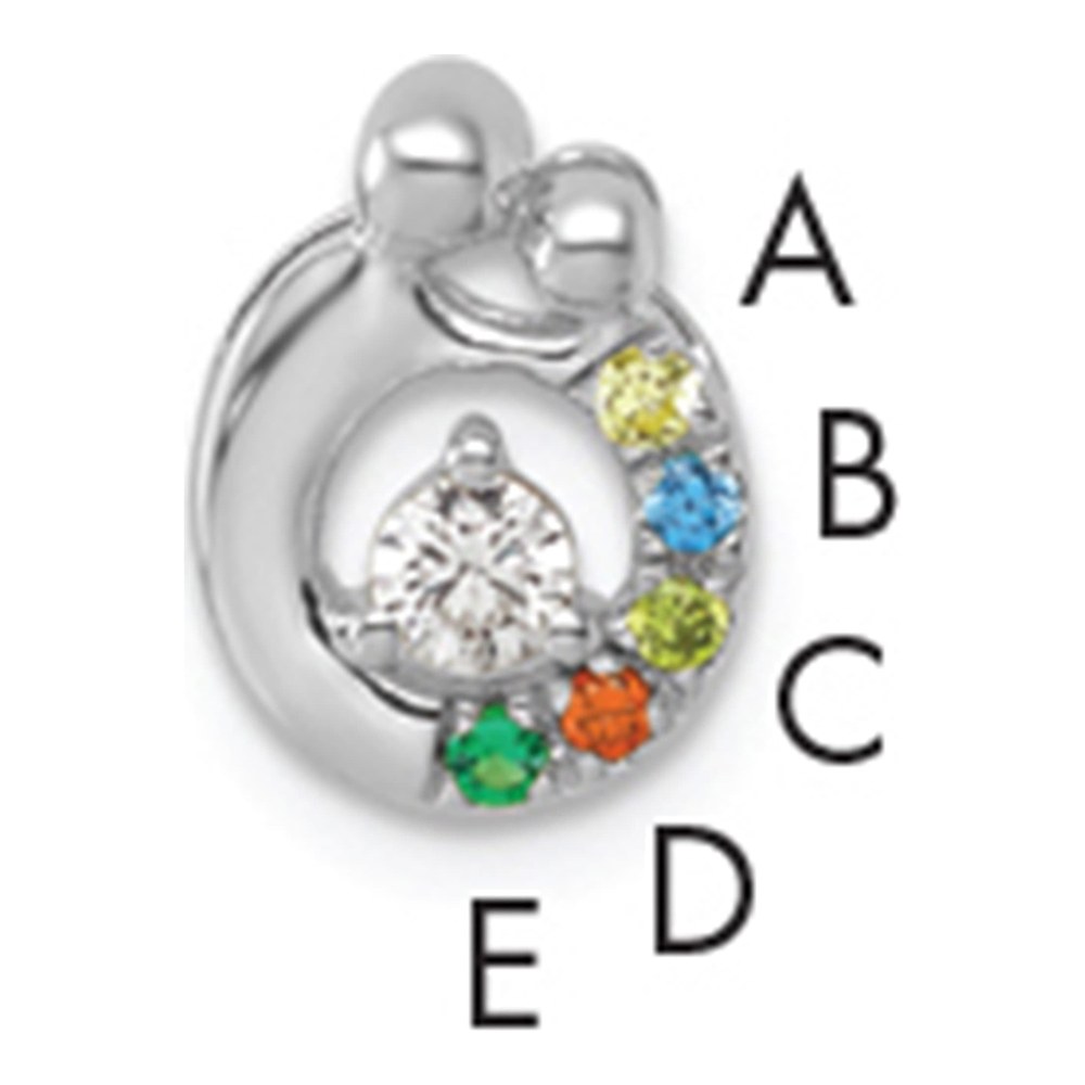14K Wg 5 Synthetic Birthstone And Dia. Mother/child Chain Slide