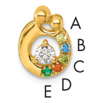 14K Yellow Gold Birthstone Dia Mother Child Slide Pendant