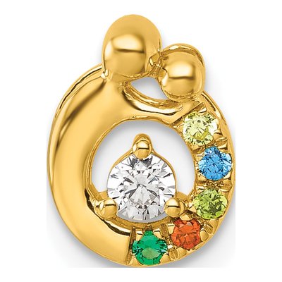 14K Yellow Gold Birthstone Dia Mother Child Slide Pendant – view 2