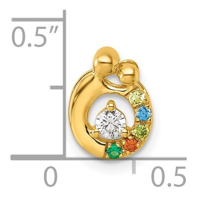 14K Yellow Gold Birthstone Dia Mother Child Slide Pendant – view 5