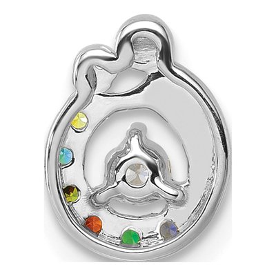 14K White Gold Wg Birthstone Dia Mother Child Slide Pendant – view 4