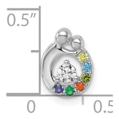 14K White Gold Wg Birthstone Dia Mother Child Slide Pendant – view 5