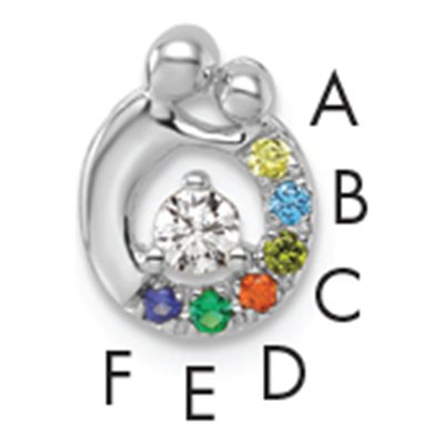 14K White Gold Wg Birthstone Dia Mother Child Slide Pendant