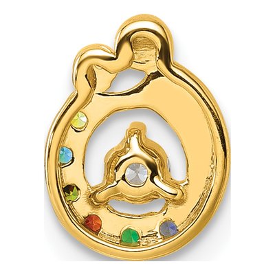 14K Yellow Gold Mother Child Birthstone Slide Pendant – view 4