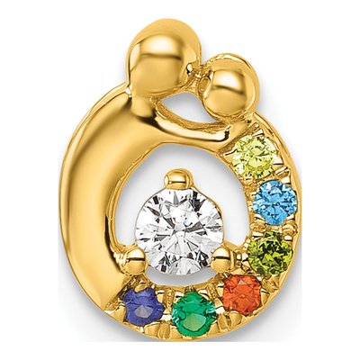 14K Yellow Gold Birthstone Dia Mother Child Slide Pendant – view 2