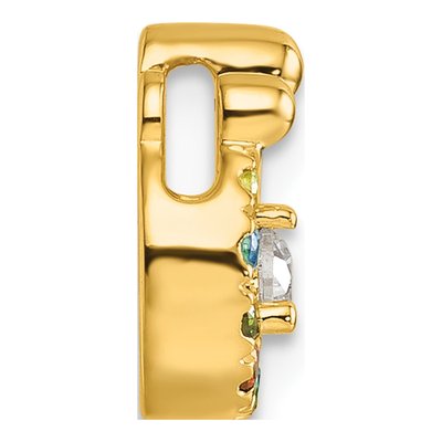 14K Yellow Gold Birthstone Dia Mother Child Slide Pendant – view 3