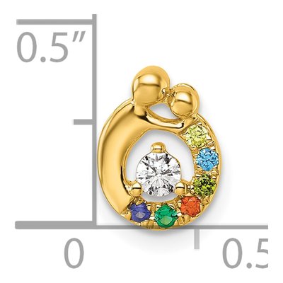 14K Yellow Gold Birthstone Dia Mother Child Slide Pendant – view 5