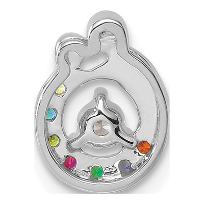 14K White Gold Mother Child Birthstone Slide Pendant – view 4