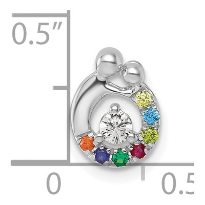 14K White Gold Mother Child Birthstone Slide Pendant – view 5
