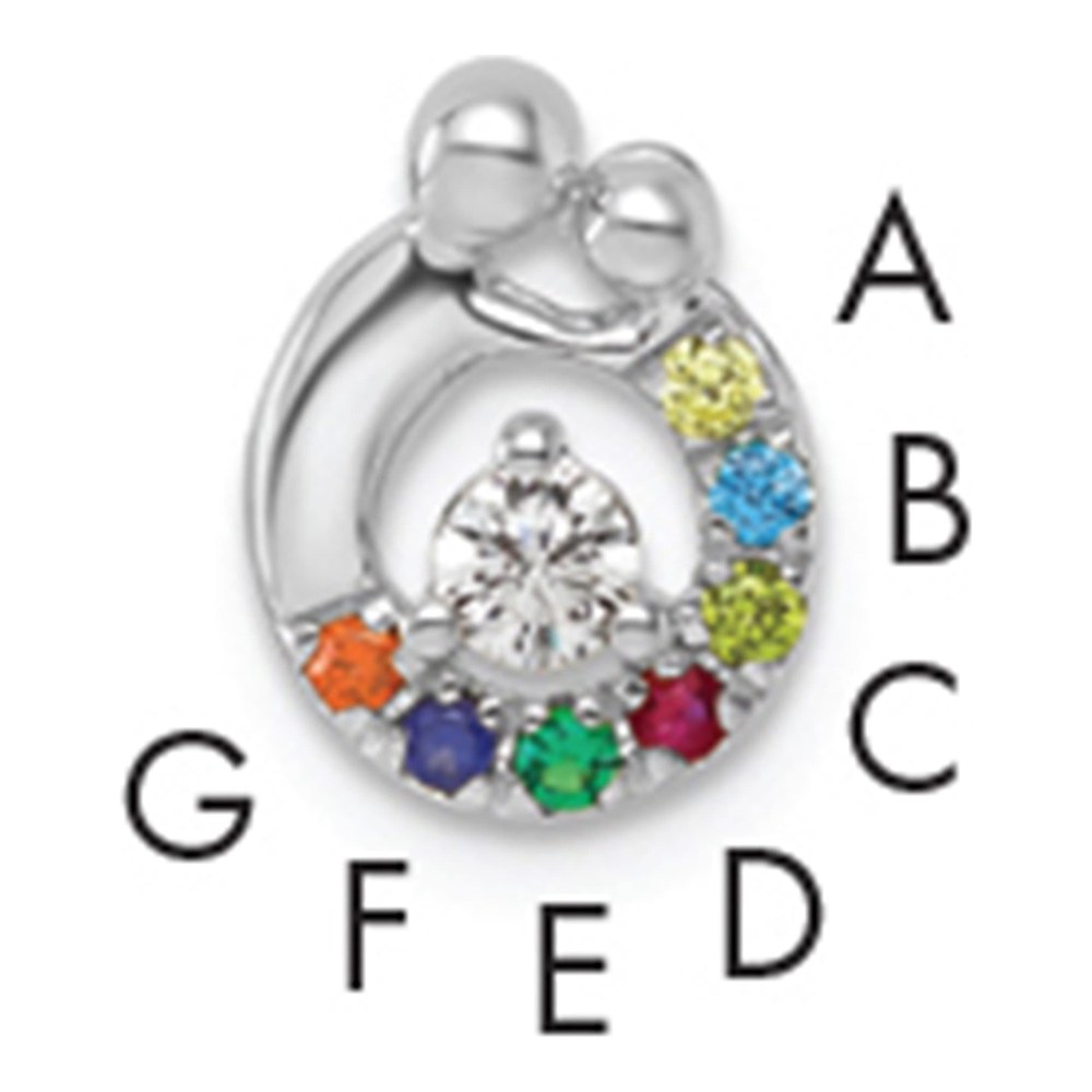 14K Wg 7 Genuine Birthstone And Dia. Mother/child Chain Slide