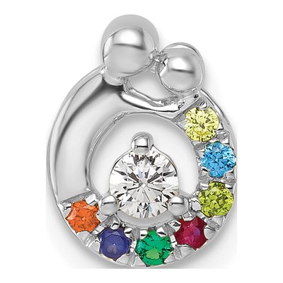 14K White Gold Wg Birthstone Dia Mother Child Slide Pendant – view 2