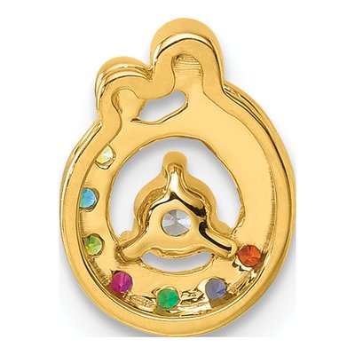 14K Yellow Gold Birthstone Dia Mother Child Slide Pendant – view 4