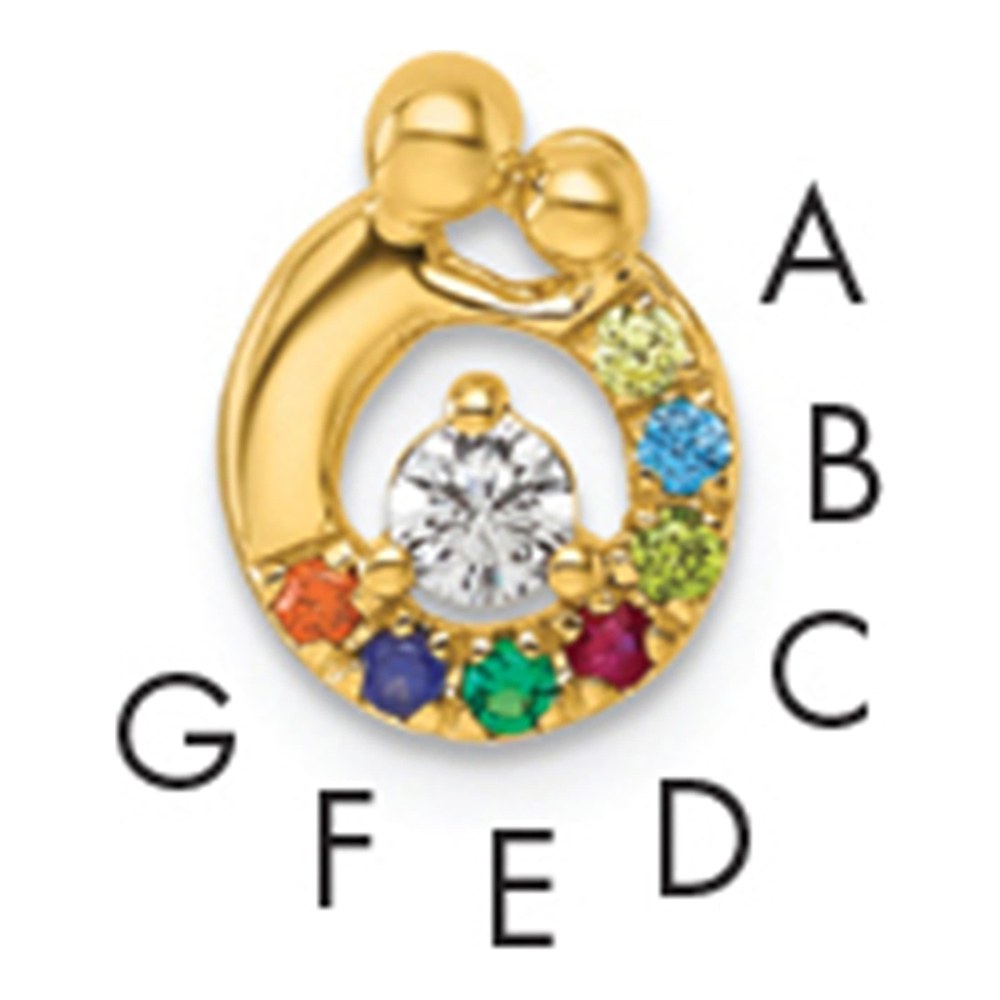 14K 7 Genuine Birthstone And Dia. Mother/child Chain Slide