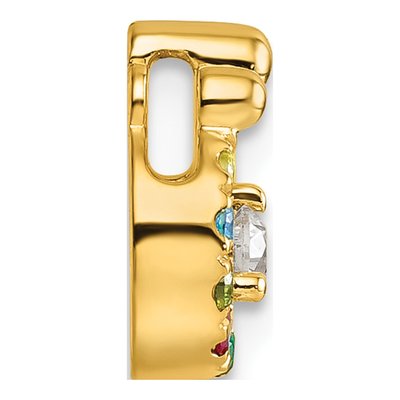 14K Yellow Gold Birthstone Dia Mother Child Slide Pendant – view 3