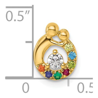 14K Yellow Gold Birthstone Dia Mother Child Slide Pendant – view 5