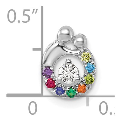 14K White Gold Mother Child Birthstone Slide Pendant – view 5