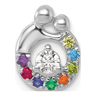 14K White Gold Wg Birthstone Dia Mother Child Slide Pendant – view 2