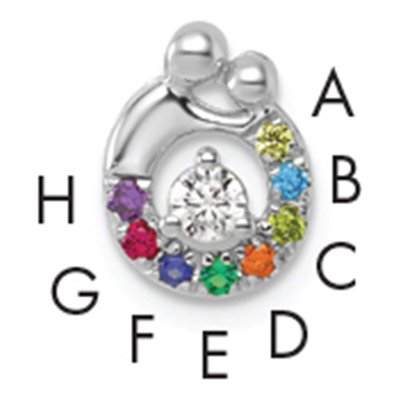 14K White Gold Wg Birthstone Dia Mother Child Slide Pendant