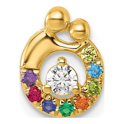 14K Yellow Gold Mother Child Birthstone Charm – view 2