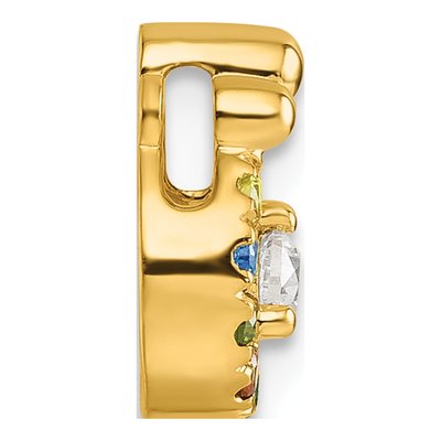 14K Yellow Gold Birthstone Dia Mother Child Slide Pendant – view 3