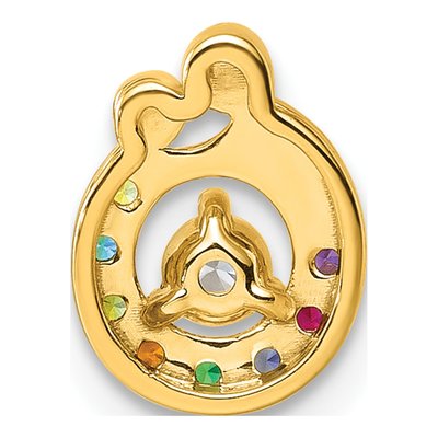 14K Yellow Gold Birthstone Dia Mother Child Slide Pendant – view 4