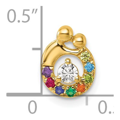 14K Yellow Gold Birthstone Dia Mother Child Slide Pendant – view 5