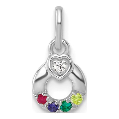 14K White Gold Heart Mother's Circle Pendant – view 2