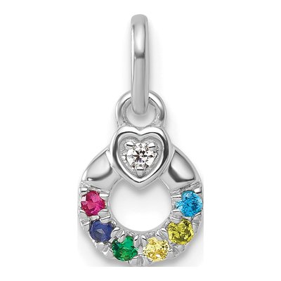 14K White Gold 6-Stone Mother's Heart Pendant – view 2