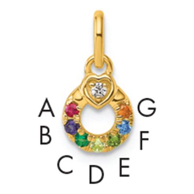 14K Yellow Gold Mother's Heart Pendant