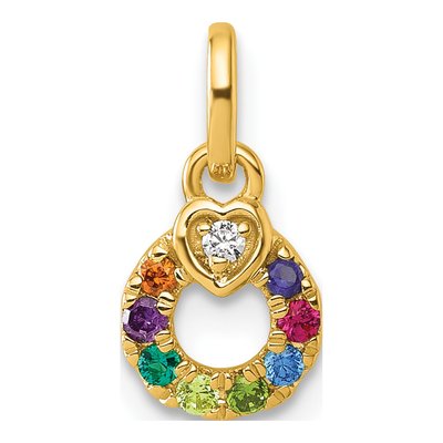 14K Yellow Gold Heart Mother's Circle Pendant – view 2