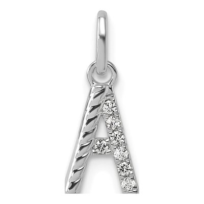 14K White Gold 1/20 ct tw Diamond Initial A Pendant