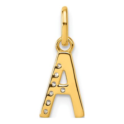 14K Yellow Gold 1/20 ct tw Diamond Initial A Pendant – view 3