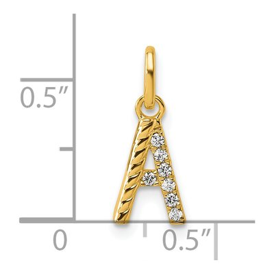 14K Yellow Gold 1/20 ct tw Diamond Initial A Pendant – view 4