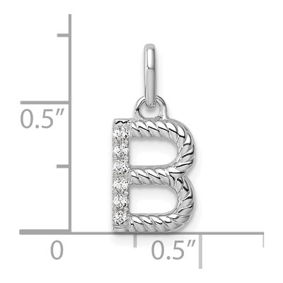 14K White Gold 1/20 ct tw Diamond Initial B Pendant – view 4