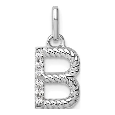14K White Gold 1/20 ct tw Diamond Initial B Pendant