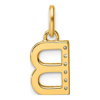 14K Yellow Gold 1/20 ct tw Diamond Initial B Pendant – view 3