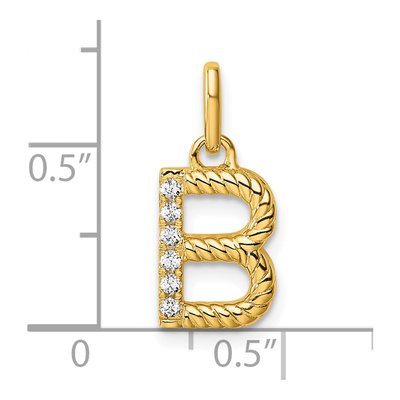 14K Yellow Gold 1/20 ct tw Diamond Initial B Pendant – view 4