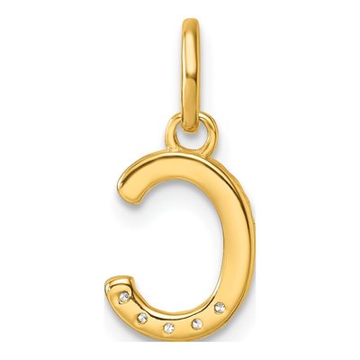 14K Yellow Gold 1/20 ct tw Diamond Initial C Pendant – view 3