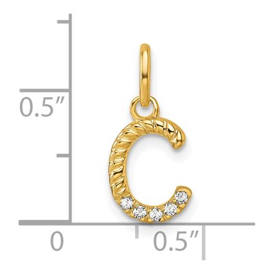 14K Yellow Gold 1/20 ct tw Diamond Initial C Pendant – view 4
