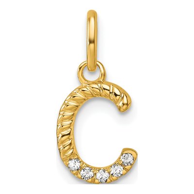 14K Yellow Gold 1/20 ct tw Diamond Initial C Pendant
