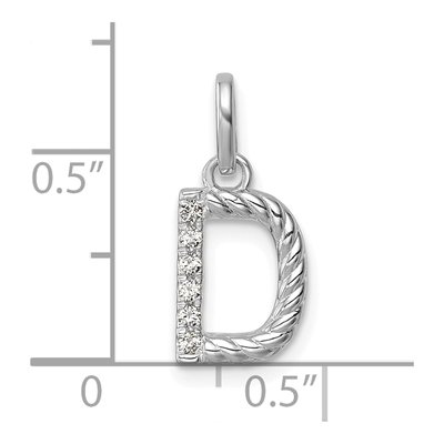 14K White Gold 1/20 ct tw Diamond Initial D Pendant – view 4