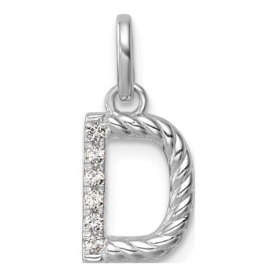 14K White Gold 1/20 ct tw Diamond Initial D Pendant