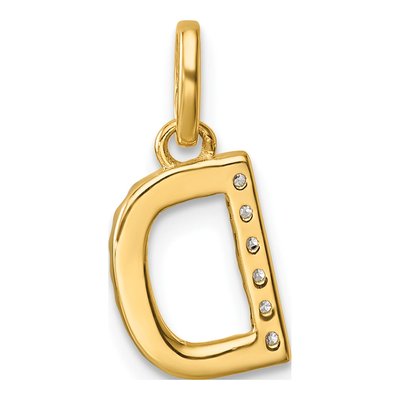 14K Yellow Gold 1/20 ct tw Diamond Initial D Pendant – view 3